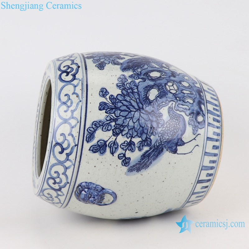RZFB37 Blue and white flowers and bird design porcelain tank