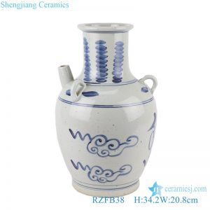 RZFB38 blue and white blessing word fu word pattern ceramic oil bottle shape ceramic vase