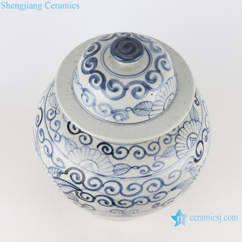 RZFB39 Blue and white hand painted sunflowers pattern ceramic ginger jar