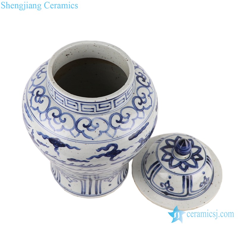 RZFB40-A-B-C Blue and white hand painted ceramic ginger jar