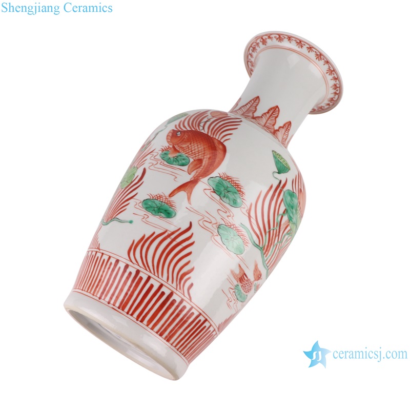 RZHD06 Red and green multicolored fish algal pattern flask
