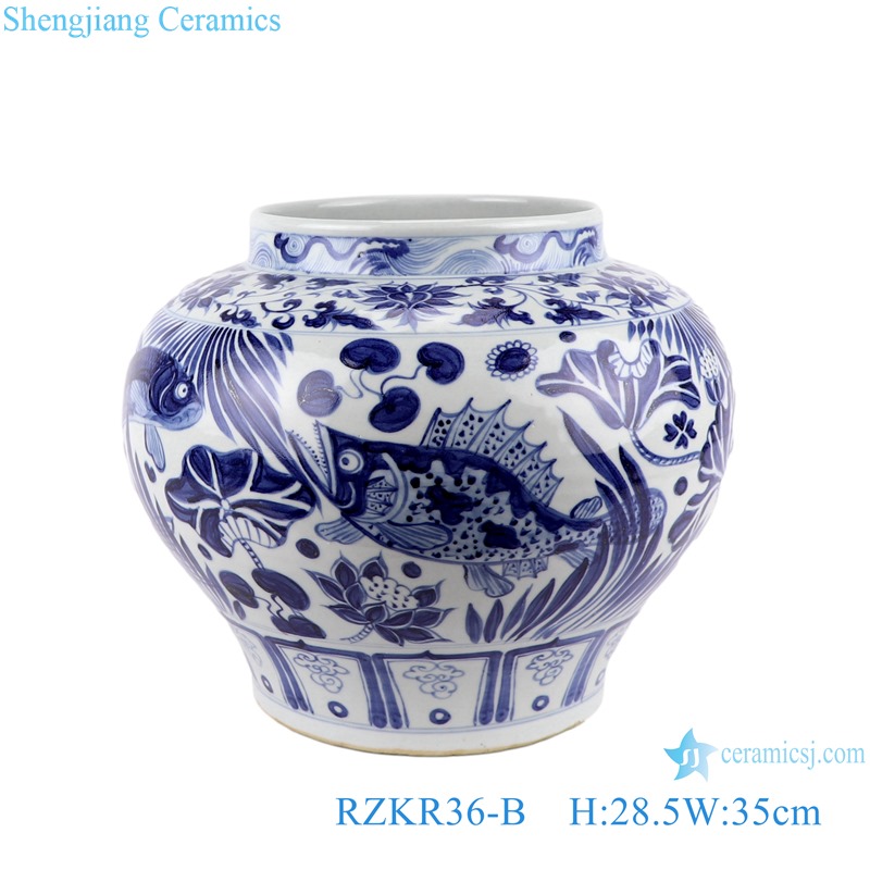 RZKR36-A-B-C-D-E-F Chinese antique blue and white yuan dynasty ceramic vase