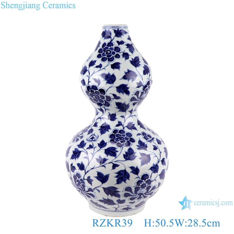 RZKR39 China Antique hand painted yuan dynasty twinst branch design ceramic vase