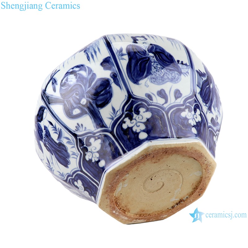 RZKR41 Jingdezhen antique yuan dynasty blue and white eight immortals eight directions ceramic pot