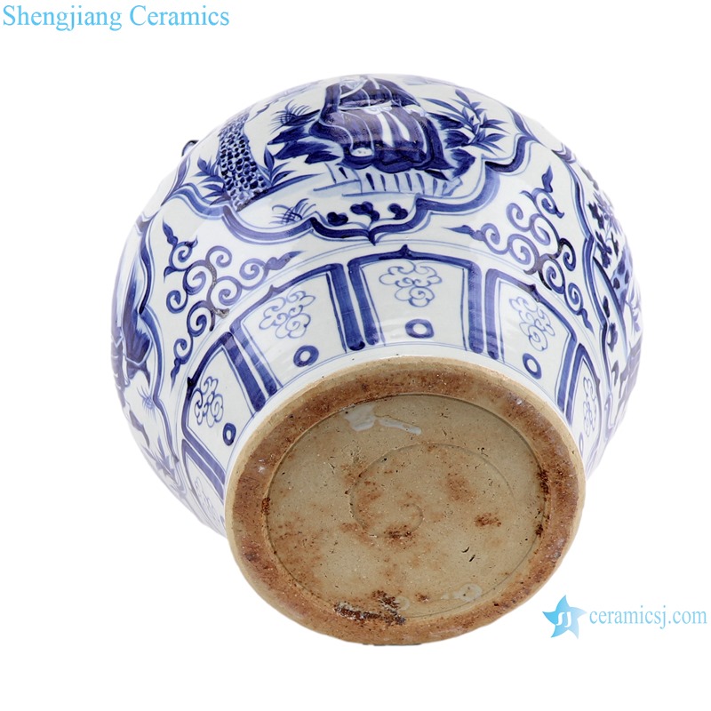 RZKR44-A-B Jingdezhen antique yuan dynasty blue and white ceramic porcelain pot