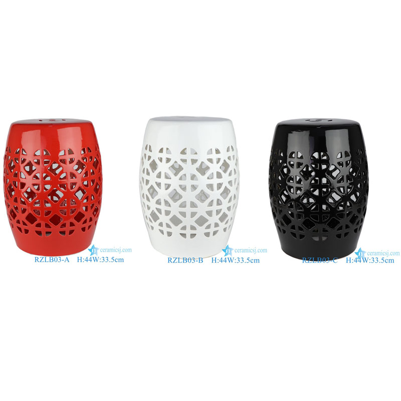 RZLB03-A-B-C plain color red white black color ceramic porcelain stool cool pier