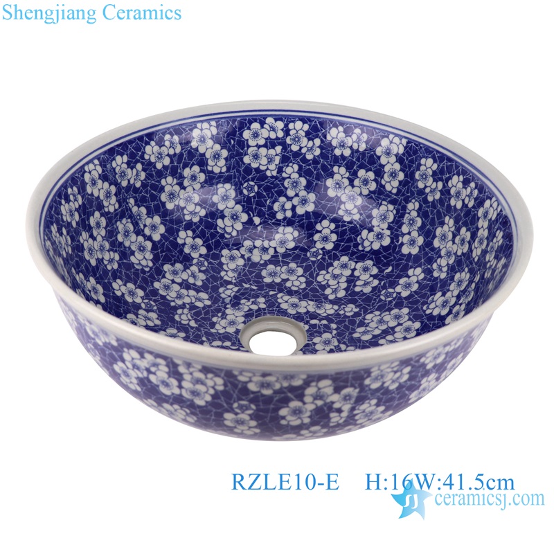 RZLE10-E blue and white ice plum pattern ceramic washsink