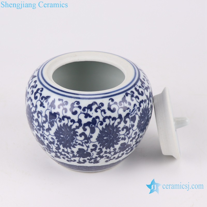 RZMX12 blue and white interlocking branch pattern cheap Ceramic Jar