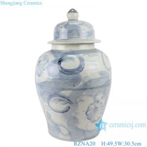 RZNA20 Blue and white freehand sun flower pattern ceramic ginger jar