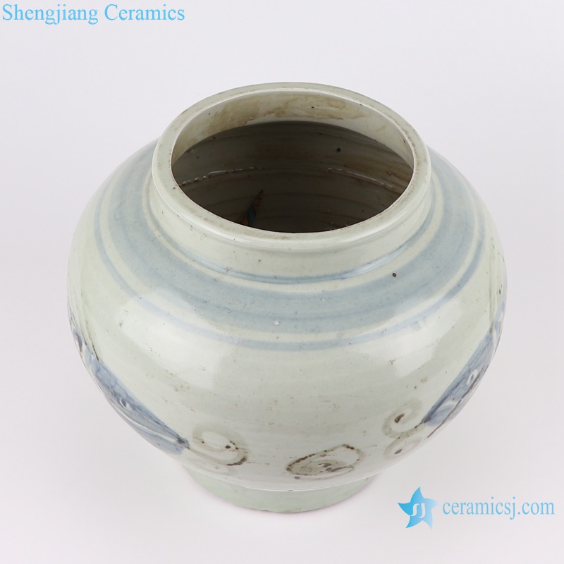 RZNA21 antique blue and white fish pattern plain color ceramic pot