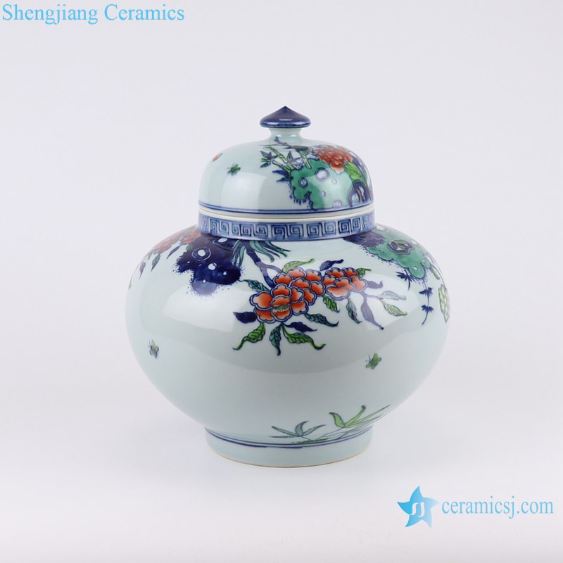 RZOE05 Antique fighting color colorful flower pattern ceramic porcelain jar