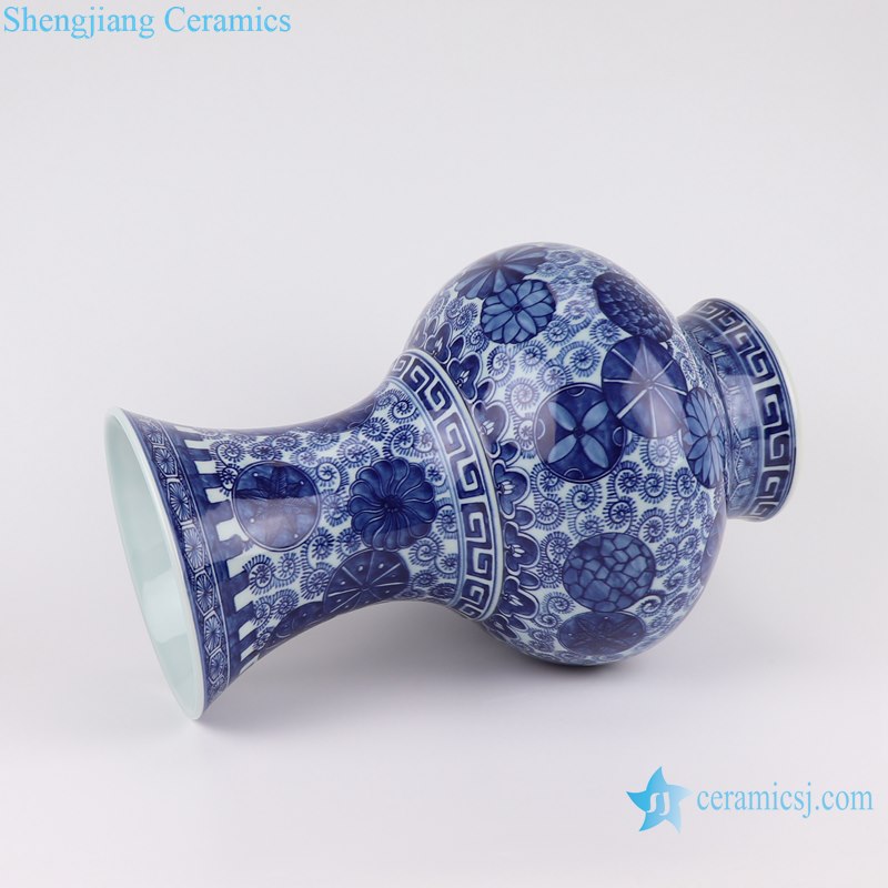 RZOE07 Jingdezhen antique qing dynasty kangxi year blue and white flower pattern ceramic ornament