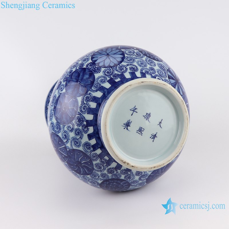 RZOE07 Jingdezhen antique qing dynasty kangxi year blue and white flower pattern ceramic ornament