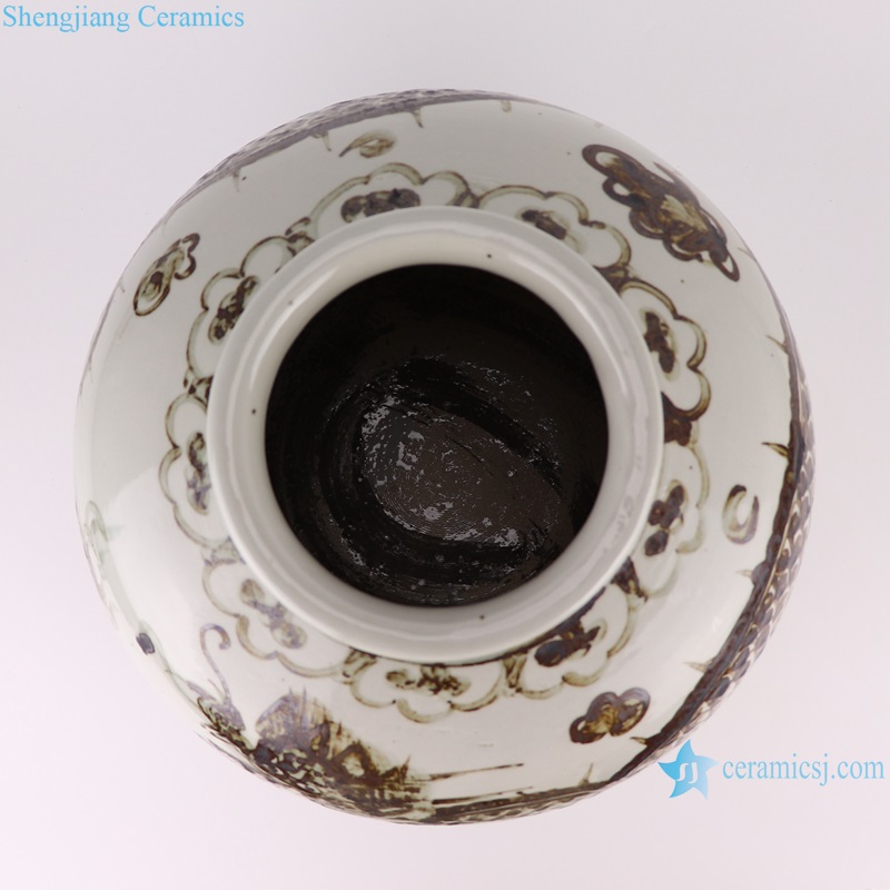 RZOX21-B Ancient Red Glazed Dragon Pattern Porcelain Storage Pot Urn Jars Vases Decorations