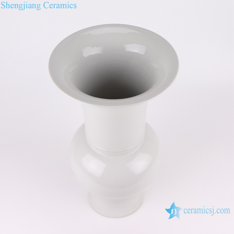 RZPI64 white color glaze pure white ceramic mushroom shape vase huagu vase