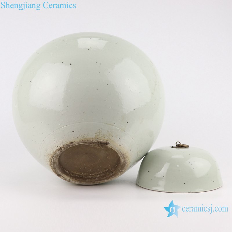 RZPI67 chinese vintage pure white ceramic porcelain with copper ring