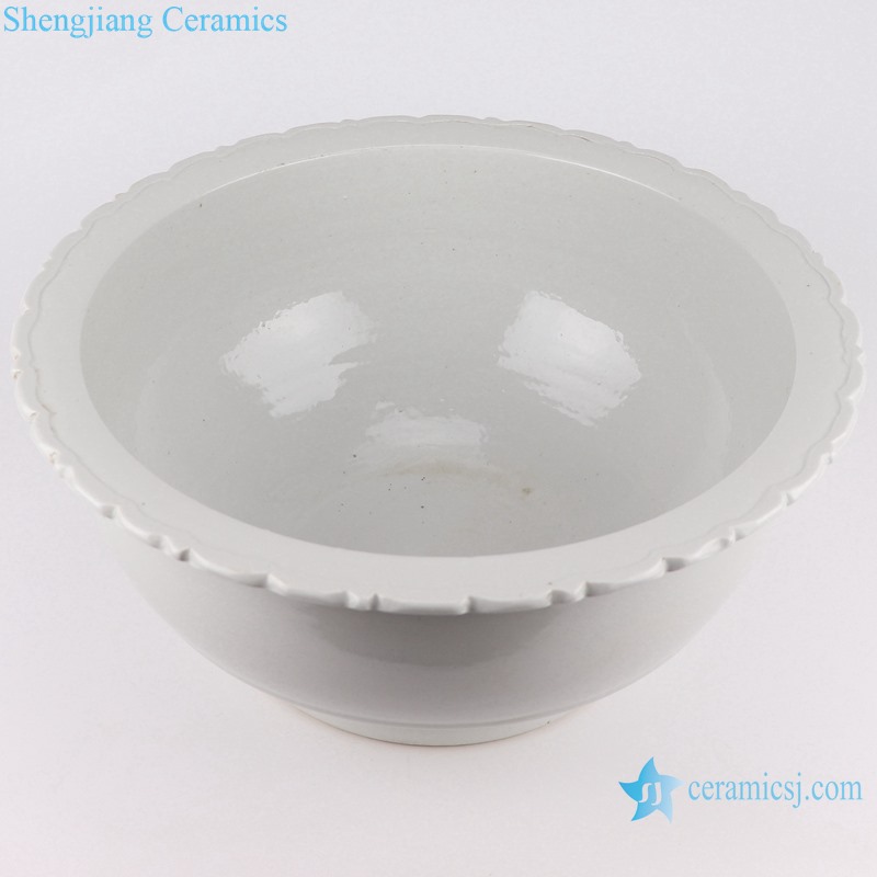 RZPI69 Chinese Pure white flower mouth ceramic big bowl
