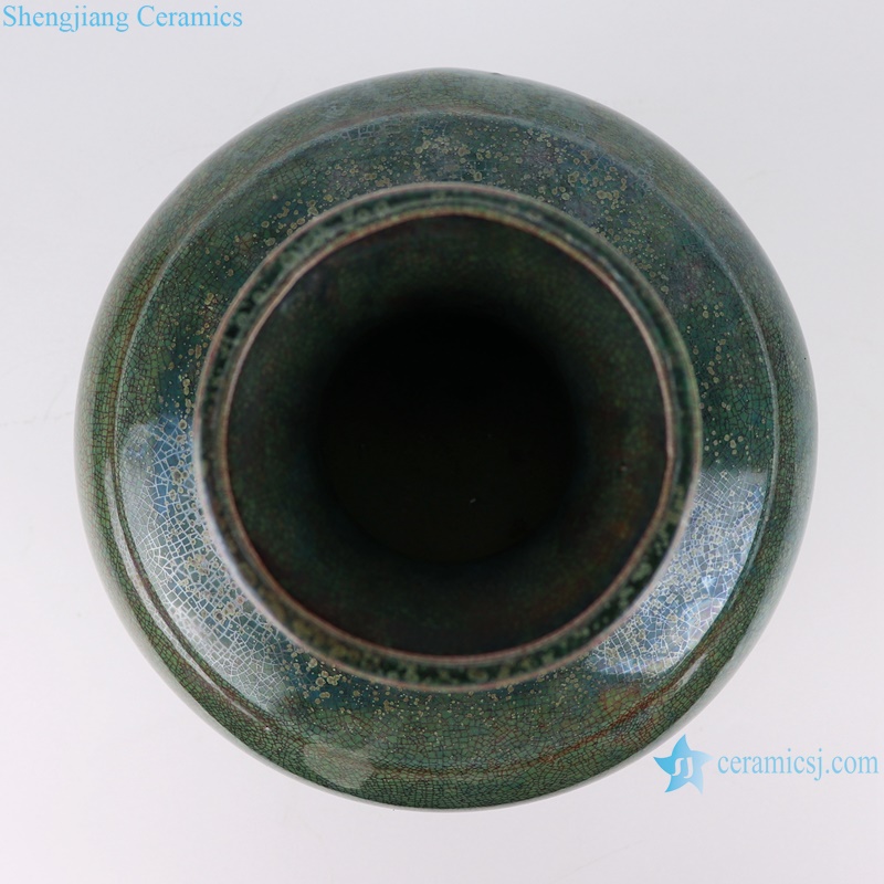 RZSP47 crackle kiln green glazed bamboo texture porcelain vase