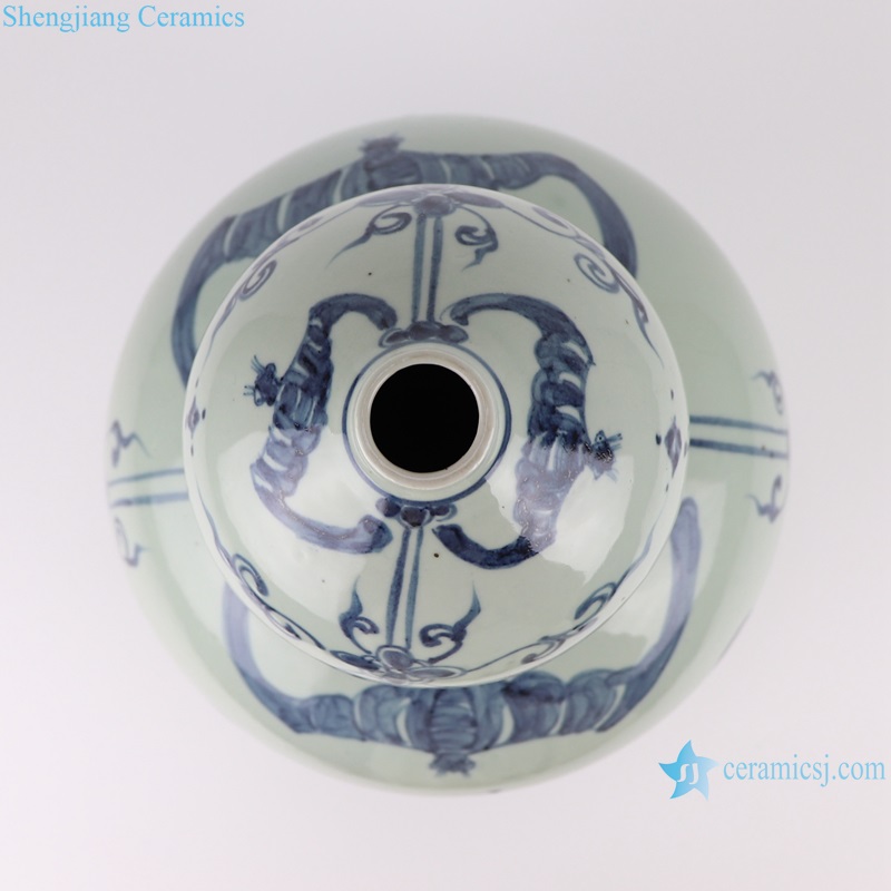RZSX57 Blue and White Porcelain Bat Animal Design Porcelain gourd Bottle Shape Vase