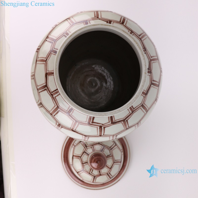 RZSX50-B/RZSX60 Red Glazed Porcelain Geometry General tank Pot Ceramic Lidded Ginger Jars