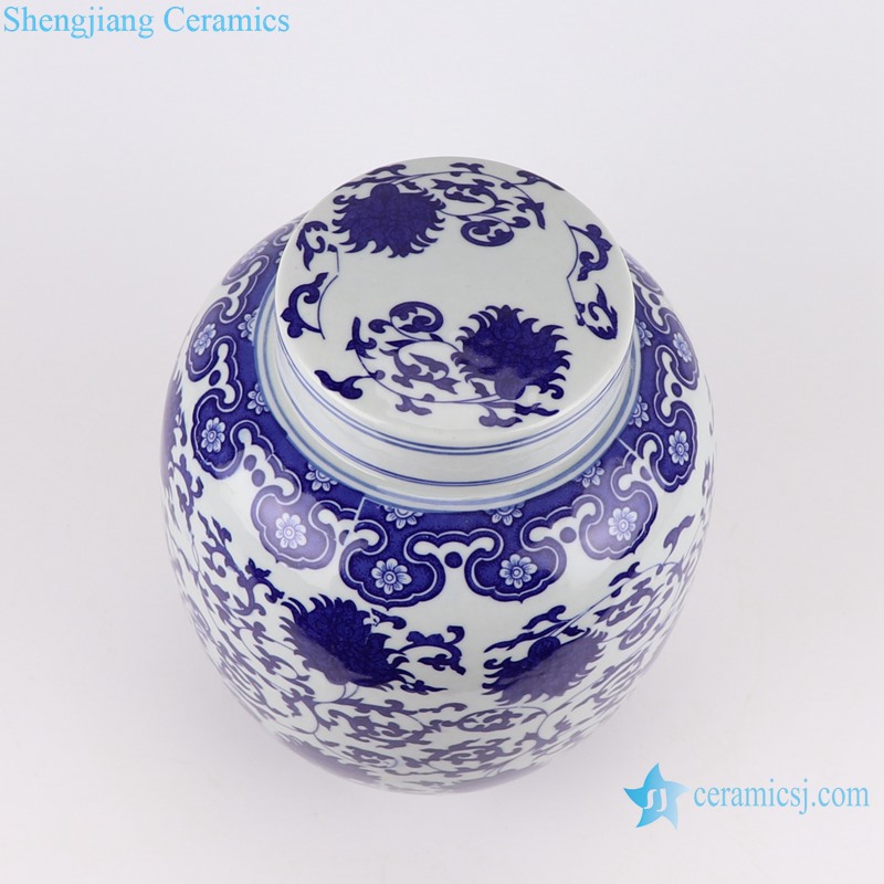 RZTY01 blue and white flower shape ceramic tea jar