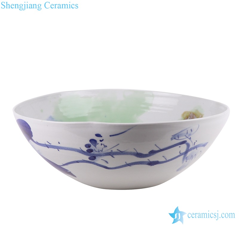 RZTZ01-M new green fambe blaze lotus pattern irregular shape ceramic porcelain bowl