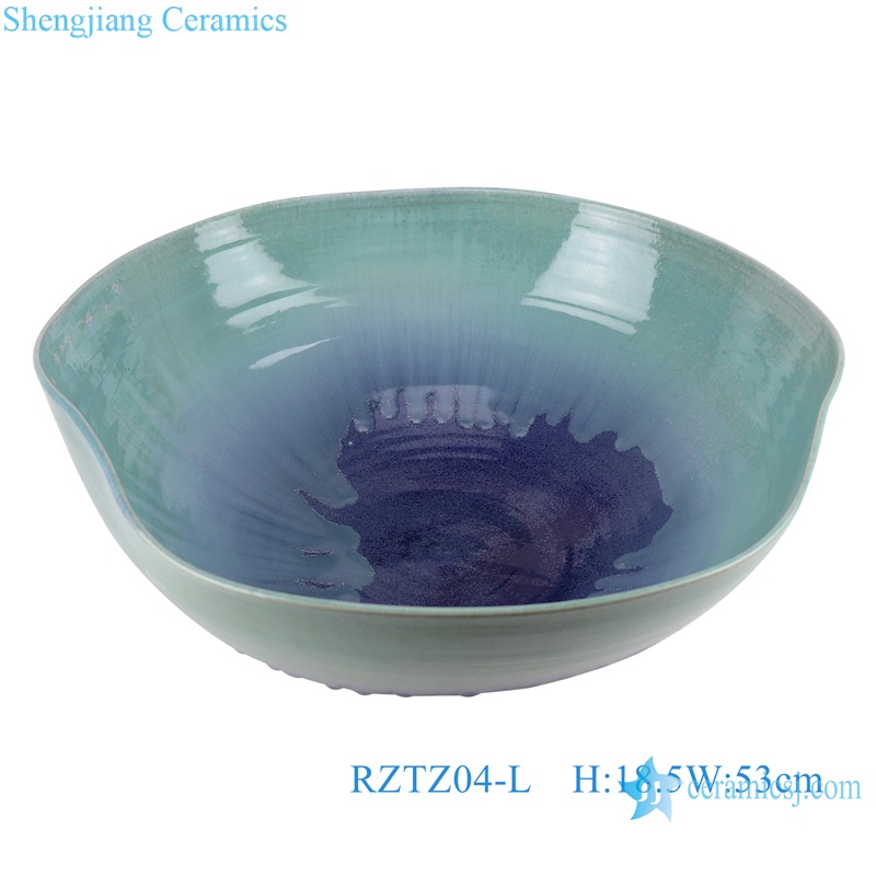 RZTZ04-L-M-S new blue fambe blaze irregular shape ceramic porcelain bowl
