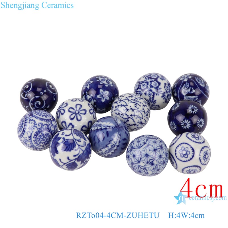 RZTo03-04-06-08-10 Nice Blue and White 3CM 4CM 6CM 8CM 10CM Ceramic Filler Ball