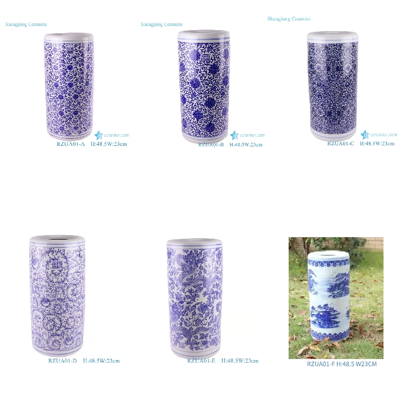 RZUA01-A/B/C/D/E/F Jingdezhen cheap blue and White Ceramic Umbrella ceramic Stand
