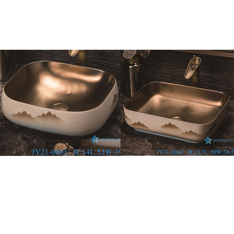 JY21-0001-0002 Jingdezhen ceramic square shape ceramic wash basin
