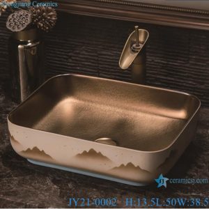 JY21-0001-0002 Jingdezhen ceramic square shape ceramic hand basin