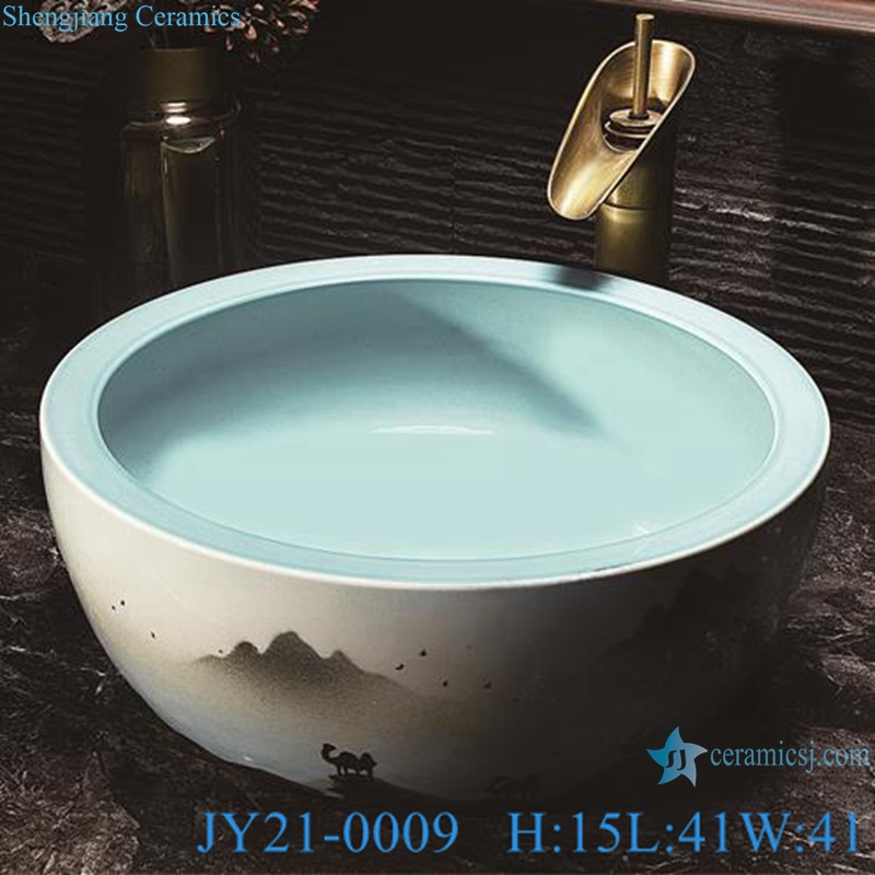 JY21-0007-0008-0009 Jingdezhen camel and mountain ceramic hand basin