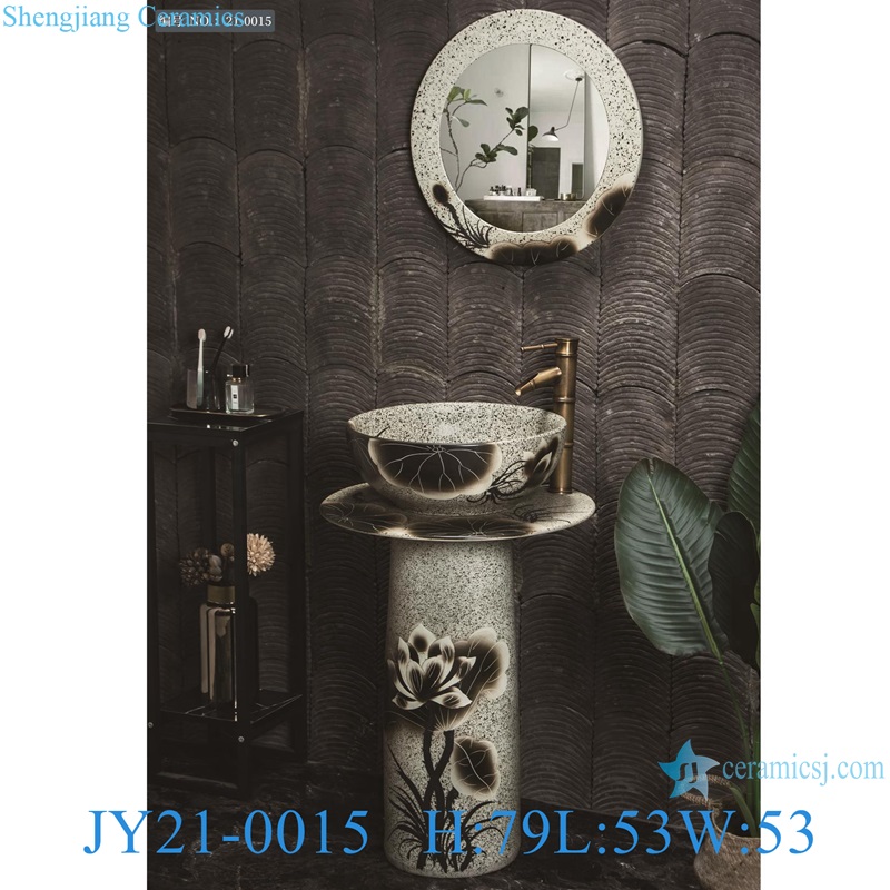 JY21-0014-0015-0016 Jingdezhen ceramic pedestal wash sink bathroom wash basin