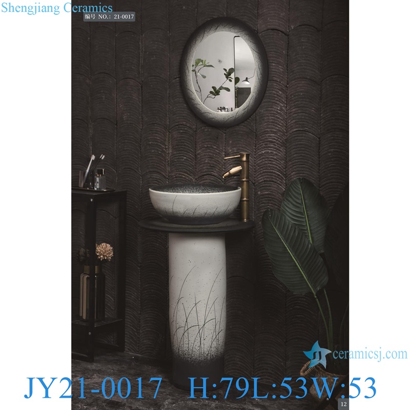 JY21-0017-0018 Jingdezhen ceramic pedestal wash sink bathroom wash basin