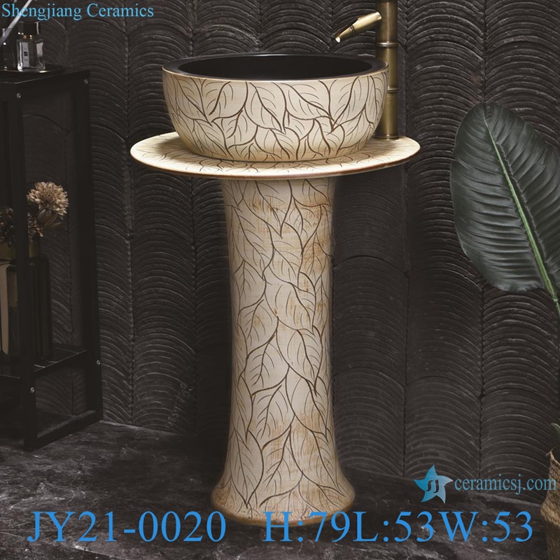 JY21-0019-0020-0021 Jingdezhen ceramic pedestal wash sink bathroom wash basin