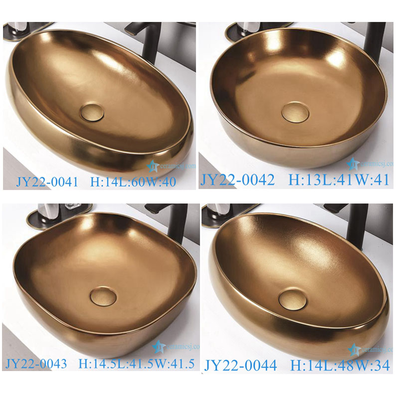 JY22-0041-0042-0043-0044 Jingdezhen ceramic gold counter top wash sink bathroom wash basin