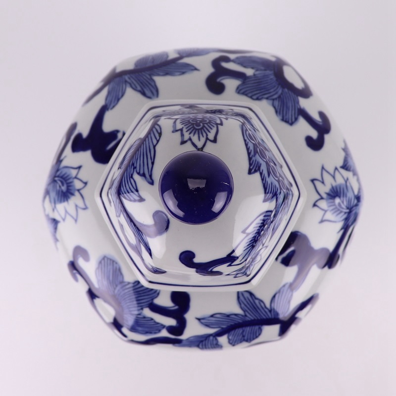 RXAE-FL12-103 Blue and White Porcelain Flower Pattern Ceramic Ginger Jars Storage Lidded Pot