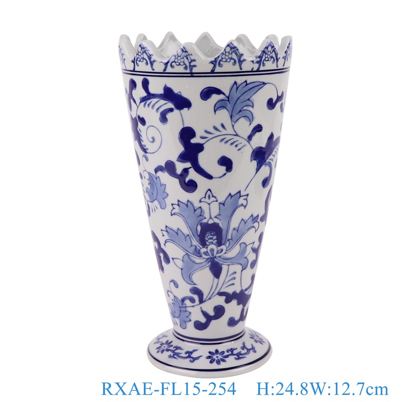 Porcelain Twisted flower Cutting edge Straight cylinder Ceramic Vase Home decoration