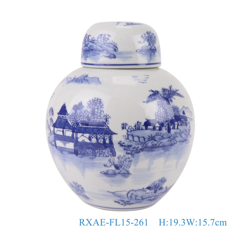 Porcelain Landscape Round shape Pearl altar Ceramic Jars Tea Canisters 