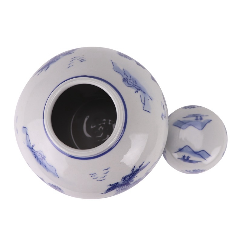 RXAE-FL15-261 Porcelain Landscape Round shape Pearl altar Ceramic Jars Tea Canisters