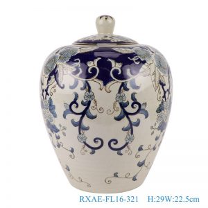 RXAE-FL16-321 Blue and white Tea Jars Caninster Porcelain Brown Ceramic storage Pot Lidded Jars