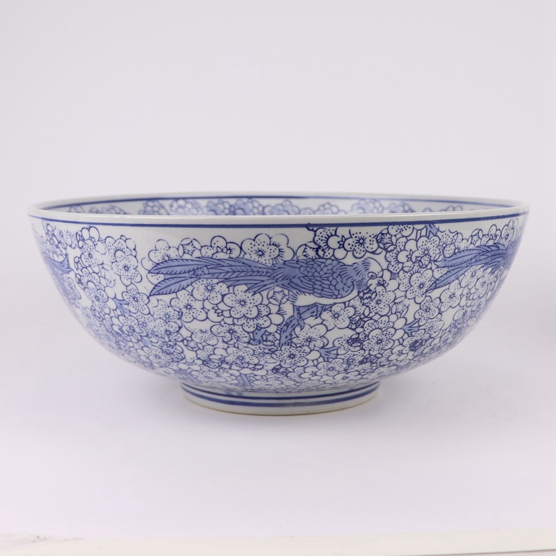 RXAE-FL17-082 Blue and white Porcelain Twisted Full Flower and Bird Ceramic Big bowl