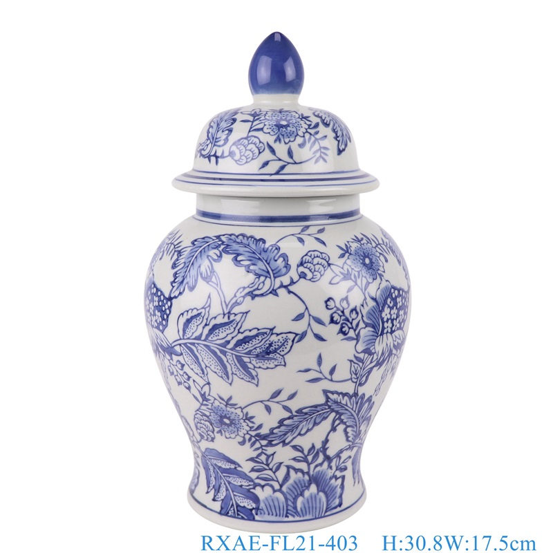 Porcelain Blue and white Twisted Flower Ceramic Lidded Jars Storage General Pot 