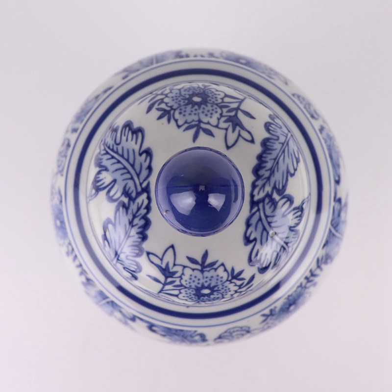 RXAE-FL21-403 Porcelain Blue and white Twisted Flower Ceramic Lidded Jars Storage General Pot