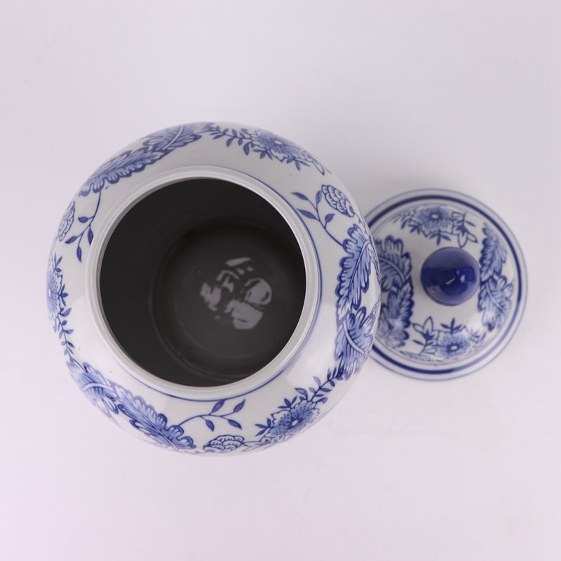 RXAE-FL21-403 Porcelain Blue and white Twisted Flower Ceramic Lidded Jars Storage General Pot