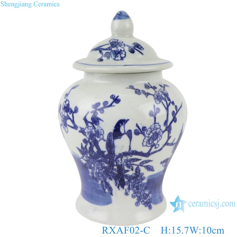 RXAF02-A-B-C-D Blue and white cost-efficient double happiness interlocking branches ceramic mini samll jar