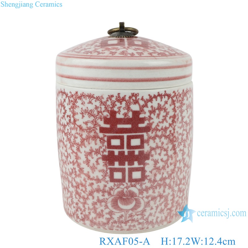 RXAF05-A-B-C-D blue and white double happiness porcelain tea jar tea pot