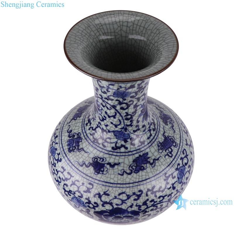 RXAH02/RXAH05 Jingdezhen Blue and white Porcelain Red Glazed Ice Crack Twsited Flower Pattern Ceramic Vase