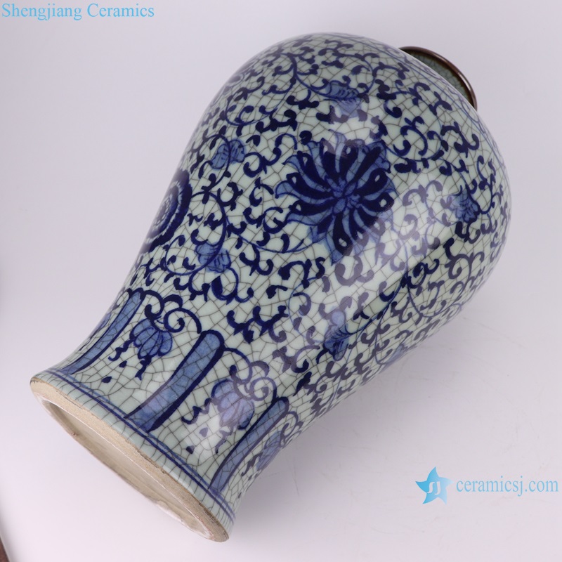 RXAH03/RXAH06 Blue and white Porcelain Twsited Flower Pattern Ice Crack Ceramic Plum Globular Vase