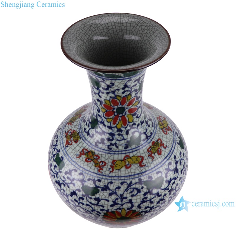 RXAH02/RXAH05 Jingdezhen Blue and white Porcelain Red Glazed Ice Crack Twsited Flower Pattern Ceramic Vase